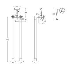 CARMEN Смеситель для ванны-душа двухвентильный напольный