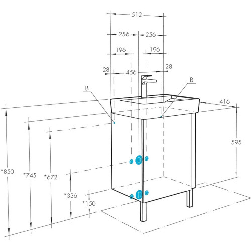Тумба под раковину AQUATON Кантри 55 напольная, дуб верона (1A257601AHB20)