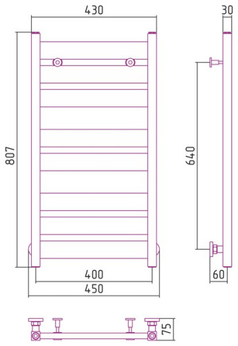 Водяной полотенцесушитель Сунержа Центурион 800х400