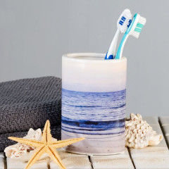 Casablanca, стакан керамический под зубные щетки с рисунком, цвет бело-синий