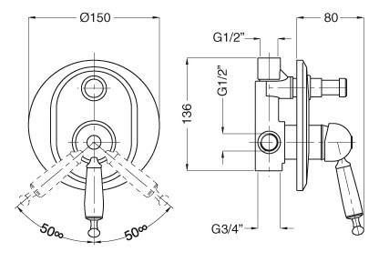 Смеситель для ванны Bugnatese Oxford 6372
