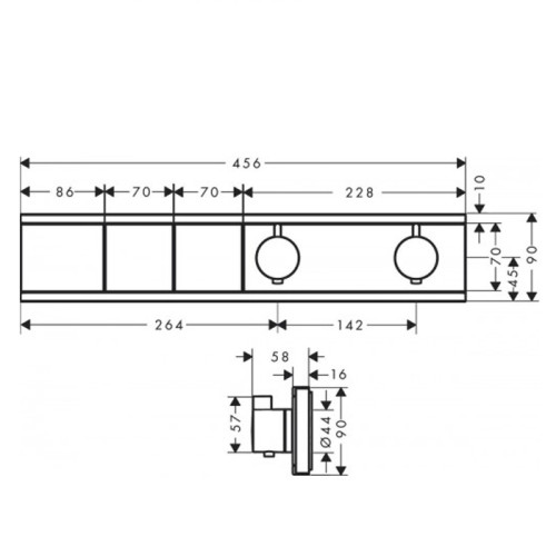 15380340 RainSelect Термостат, скрытого монтажа, для 2 потребителей, матовый черный хром