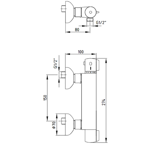 Смеситель для душа E.C.A. Thermostatic 102102341