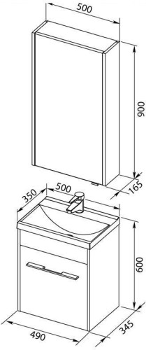 Мебель для ванной Aquanet Августа 50 дуб сонома