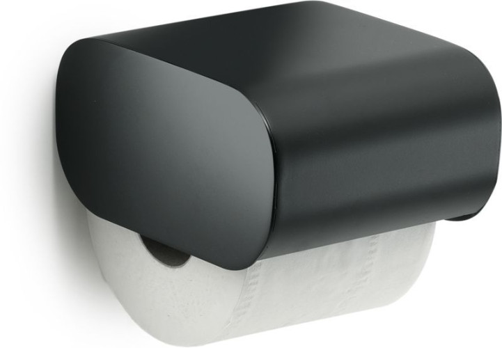 Gedy Outline, бумагодержатель с крышкой, цвет черный матовый