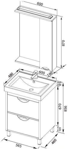 Мебель для ванной Aquanet Гретта 60 белый (2 ящика)