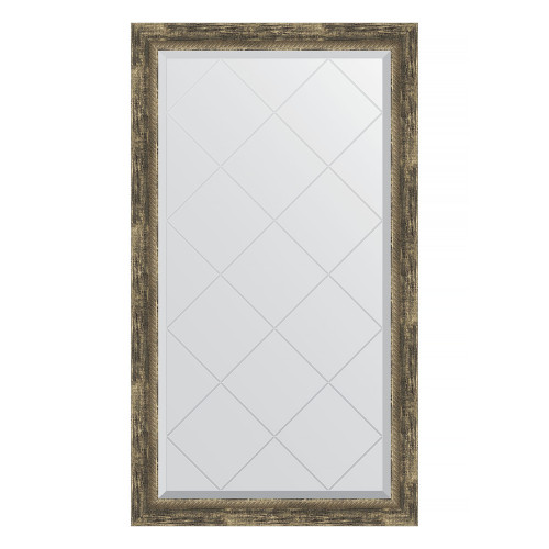 Зеркало настенное с гравировкой EVOFORM в багетной раме старое дерево с плетением, 73х128 см, BY 4221