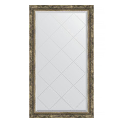 Зеркало настенное с гравировкой EVOFORM в багетной раме старое дерево с плетением, 73х128 см, BY 4221