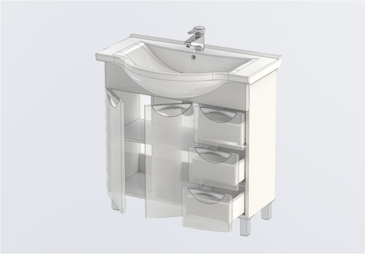 Тумба с раковиной Aquanet Асти 85 черный