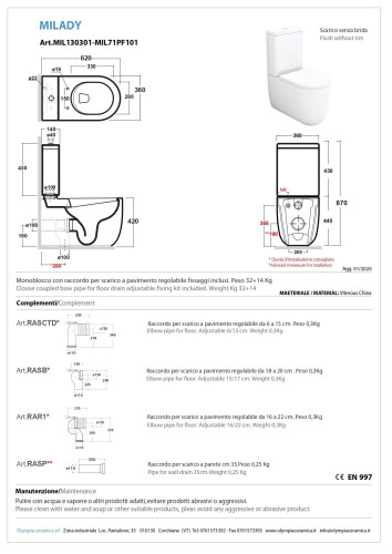 Olympia Milady, напольный безободковый унитаз моноблок 64x37 см, цвет серый матовый