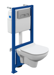 Комплект Cersanit CITY CO DPL EO slim Инсталляция Cersanit LINK PRO Кнопка Cersanit MOVI пластик хром матовый