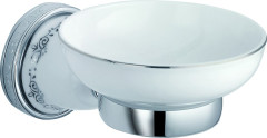 Sanibano Kleo, настенная керамическая мыльница, цвет хром - белая керамика
