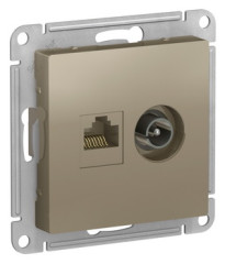Розетка двойная ТВ + компьютерная RJ45, кат. 5Е, ШАМПАНЬ Schneider Electric ATLASDESIGN ATN000589