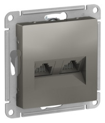 Розетка двойная компьютерная RJ45+RJ45, кат.5E, механизм, СТАЛЬ Schneider Electric ATLASDESIGN ATN000985
