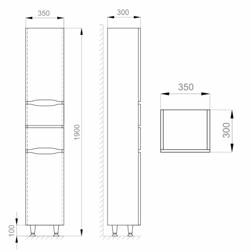 Пенал в ванную Ceruttispa Алессандрия 40 правый