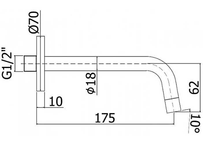 Излив из стены Paffoni Light 175 мм, черный матовый (ZBOC045NO)