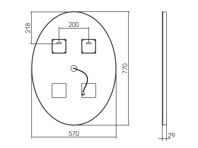 Italiya 570х770 - 2 (подогрев, сенсорный выключатель) зеркало