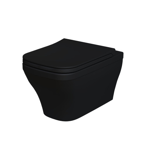 Унитаз Benefit 203T20201R (535*340*360) ЧЁРНЫЙ МАТОВЫЙ подвесной БЕЗОБОДКОВЫЙ с тонкой крышкой