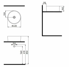 Раковина Bien HARMONY на столешницу  круглая  диаметр 400 высота 160