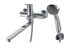 Смеситель для ванны и душа Bravat DROP с длинным изливом и душевой лейкой, хром (F64898C-LB)