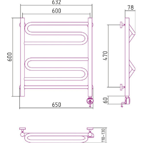 Электрический полотенцесушитель Сунержа Элегия 600х600