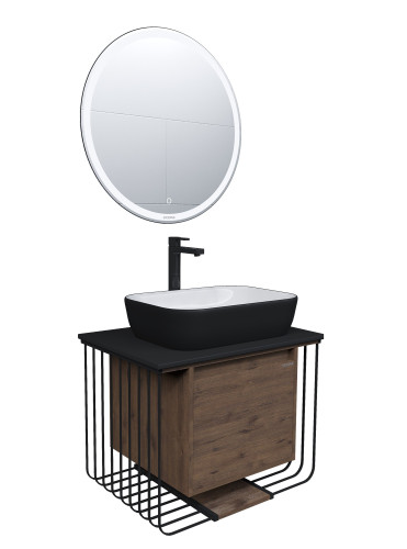 Раковина GR-4041BW (460*320*140) ЧЕРНАЯ БЕЛАЯ внутри