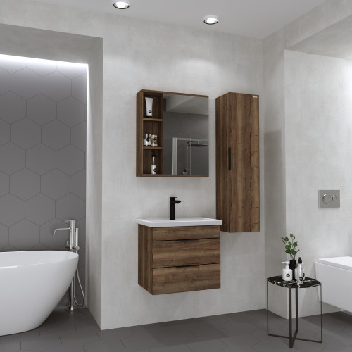 Шкаф-Зеркало Grossman ФОРТА-70 см универсал. темный дуб