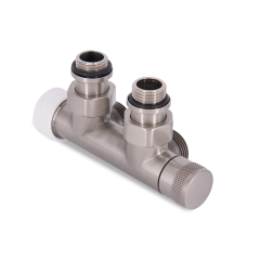 Узел нижнего подключения термостатический SR Rubinetterie угловой 1/2"х3/4"Е Никель матовый (левый)