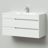 Комплект тумба подвесная Итана Александра 100 (990х444х551) с раковиной Milen 100, белый глянец (743283)