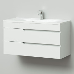 Комплект тумба подвесная Итана Александра 100 (990х444х551) с раковиной Milen 100, белый глянец (743283)