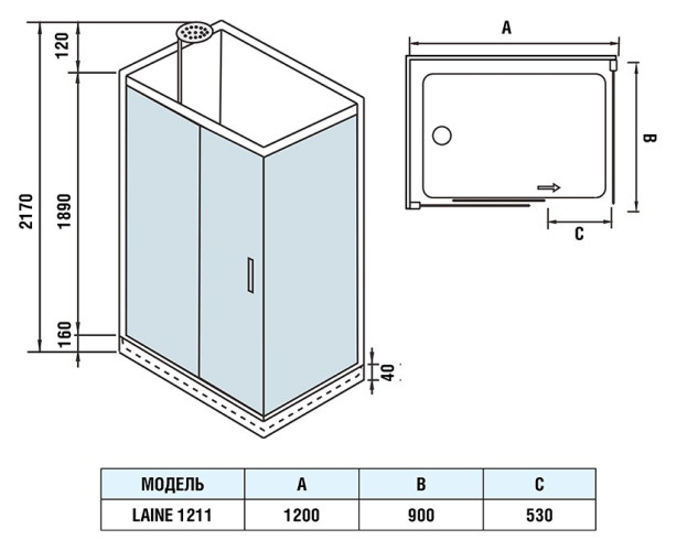 Душевая кабина WeltWasser WW500 Laine 1211 120x90