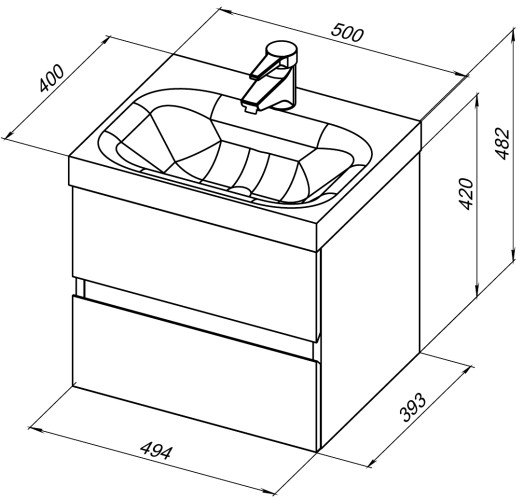Тумба с раковиной Aquanet Беркли 50 белый/дуб рошелье