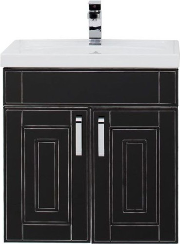 Тумба с раковиной Aquanet Рондо 60 черный антик (2 дверцы)