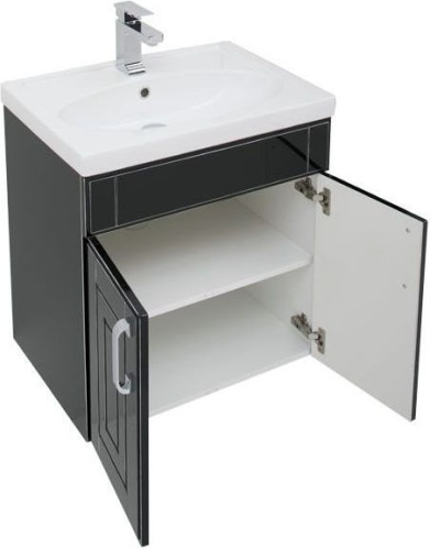 Тумба с раковиной Aquanet Рондо 60 черный антик (2 дверцы)