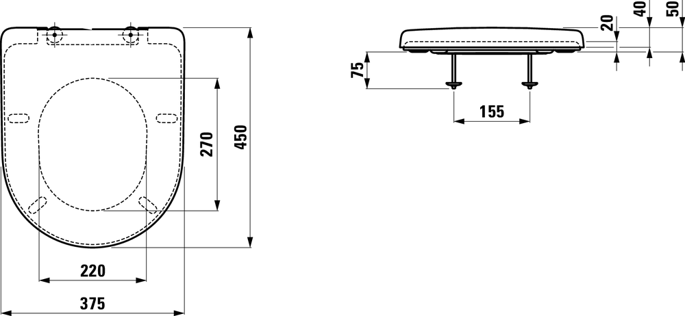 Крышка-сиденье для унитаза Laufen PRO UNIVERSAL, с функцией мягкого закрывания, фиксация снизу (8.9395.8.000.000.1)