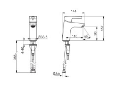 Смеситель для раковины Oras Saga Style XL с фиксированным изливом и аэратором, 3S (3911FH)