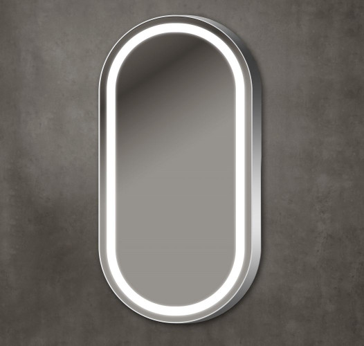Xpertials OLEK CAPSUL, овальное зеркало 45х90 см с LED подсветкой: датчик вкл/выкл подсветки с диммером, профиль глянцевый хром