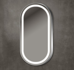 Xpertials OLEK CAPSUL, овальное зеркало 45х90 см с LED подсветкой: датчик вкл/выкл подсветки с диммером, профиль глянцевый хром