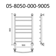 Полотенцесушитель водяной ВИД 5 80х50, черный матовый(RAL 9005), Маргроид