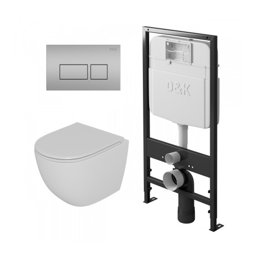 Комплект унитаза с инсталяцией и клавишей смыва D&K Matrix DS1391603, белый
