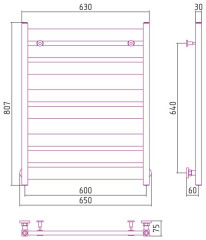 Водяной полотенцесушитель Сунержа Центурион 800х600