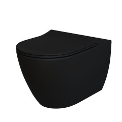 Унитаз Queen 113T20201R (570*360*400) ЧЁРНЫЙ МАТОВЫЙ подвесной БЕЗОБОДКОВЫЙ с тонкой крышкой