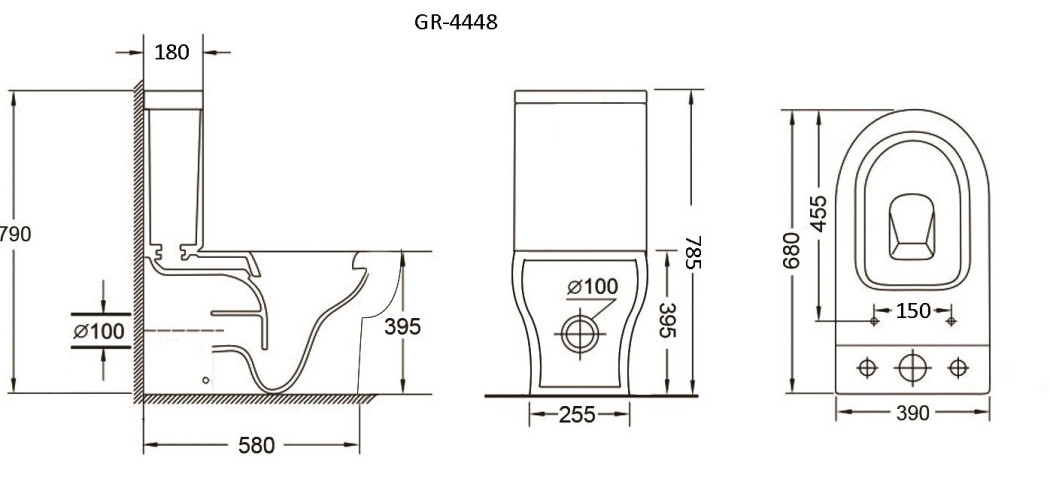 Унитаз Grossman GR-4448S (680*390*790) напольный из 2 мест с тонкой крышкой