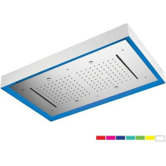 Daniel, прямоугольная потолочная душевая головка 70х47 см на карнизе с 7 цветной LED подсветкой и 3 режимами: дождь, 2 каскадные струи и распыление (4