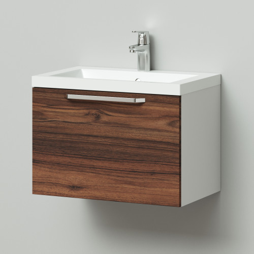 Комплект тумба подвесная Итана Nature 60 (597х378х437) с раковиной Natella 60, цвет Тик (691129)