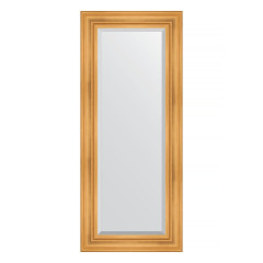 Зеркало настенное с фацетом EVOFORM в багетной раме травленое золото, 59х139 см, BY 3522