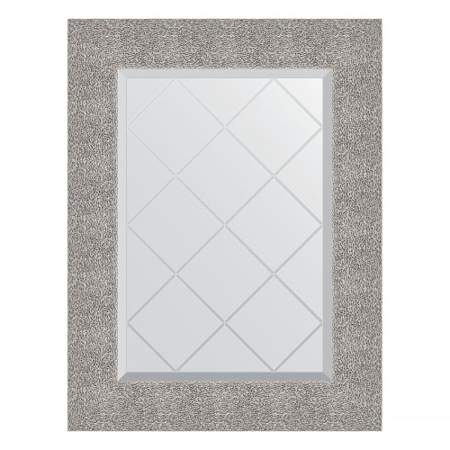 Зеркало настенное с гравировкой EVOFORM в багетной раме чеканка серебряная, 56х74 см, BY 4023