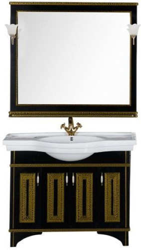 Мебель для ванной Aquanet Валенса 110 черный краколет/золото