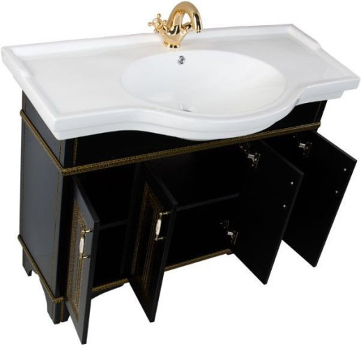 Мебель для ванной Aquanet Валенса 110 черный краколет/золото