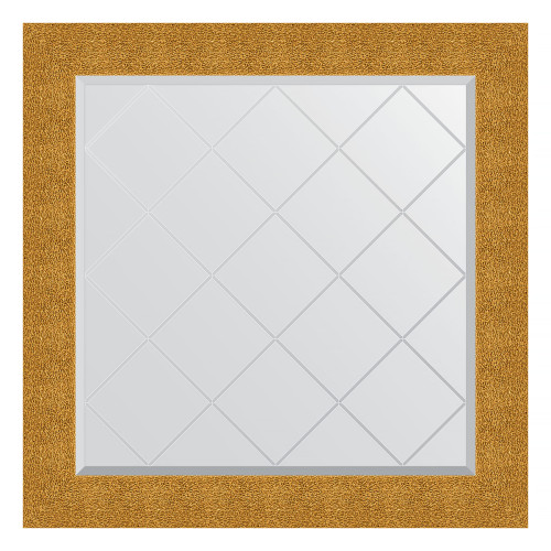 Зеркало настенное с гравировкой EVOFORM в багетной раме чеканка золотая, 86х86 см, BY 4323